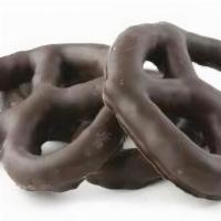 Dark Chocolate Covered Pretzels · Half pound or one pound of scrumptious dark chocolate covered pretzels.