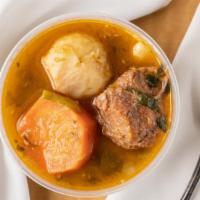 Bouillon - Small · Haitian Beef Stew, with celery, Dumplings,  potatoes, spinach and more!  16oz Soups are NOT ...