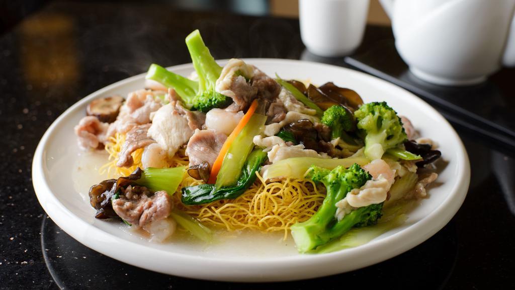 The Bund Special Shanghainese Pan Fried Noodle · combined with seafood and meats