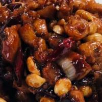 Kung Pao Chicken · Spicy. A Szechuan-inspired dish with chicken, peanuts, and vegetables . Served with choice o...
