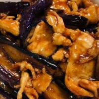 Chicken With Eggplant · Stir-fried sliced chicken with eggplant. Served with choice of rice.