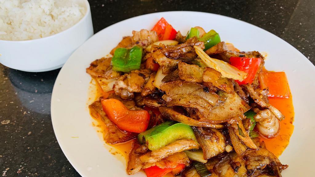 Double Cooked Pork · Spicy. Served with choice of rice.