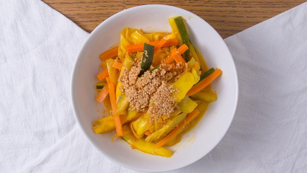 A13 Achat 亞紮 · Spicy. Mildly spicy pickled vegetable salad served with crumbled peanuts is the perfect complement for the spicy foods you're about to order. Contains pineapples, cucumber, carrots, cabbage and more. A great side to help open up your appetite.