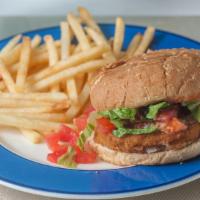 Crispy Chicken Sandwich · Topped with ketchup, mayo, lettuce and tomatoes.