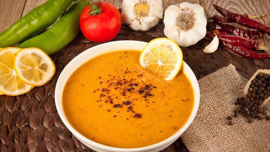 Turkish Lentil Soup - Homemade - Vegan · 16oz. Cooked lentils (dry lentils, water, and salt), carrots, onions, black pepper, garlic, black pepper, Tomato Paste, Mint. Served with crackers.