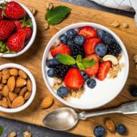 Create Your Own Greek Yogurt Bowl · The base is Greek Yogurt and pick 3 toppings
