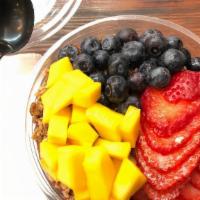 Mix Berries Acai Bowl (Vegan) · Base: organic acai juice, organic acai berries, banana toppings: mango, seasonal berries, cr...
