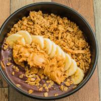 Banana Butter Acai Bowl (Vegan) · Base: organic acai juice, organic acai berries, banana   toppings: peanut butter, banana, cr...