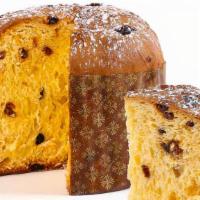 2 Lb Panettone · Italian type of sweet bread

*Contains eggs, dairy, wheat, soy 
*Produced in a facility wher...