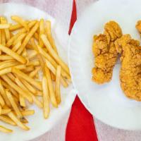 3 Pieces Chicken Tenders With Fries · Served with fries and choice of drink.
