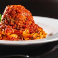 Spaghetti Meatballs · Classic tomato sauce and basil.