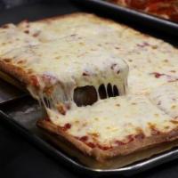 Sicilian White Pizza · Sauce is on the bottom and cheese is on the top.