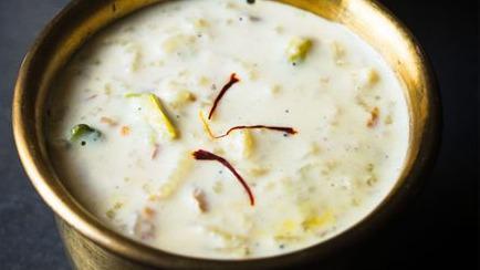 Shahi Kheer · Traditional Indian pudding-like dessert made from rice and saffron infused milk.