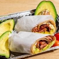 Healthy Burrito (Whole Wheat) · Egg whites, turkey bacon, swiss cheese and avocado.