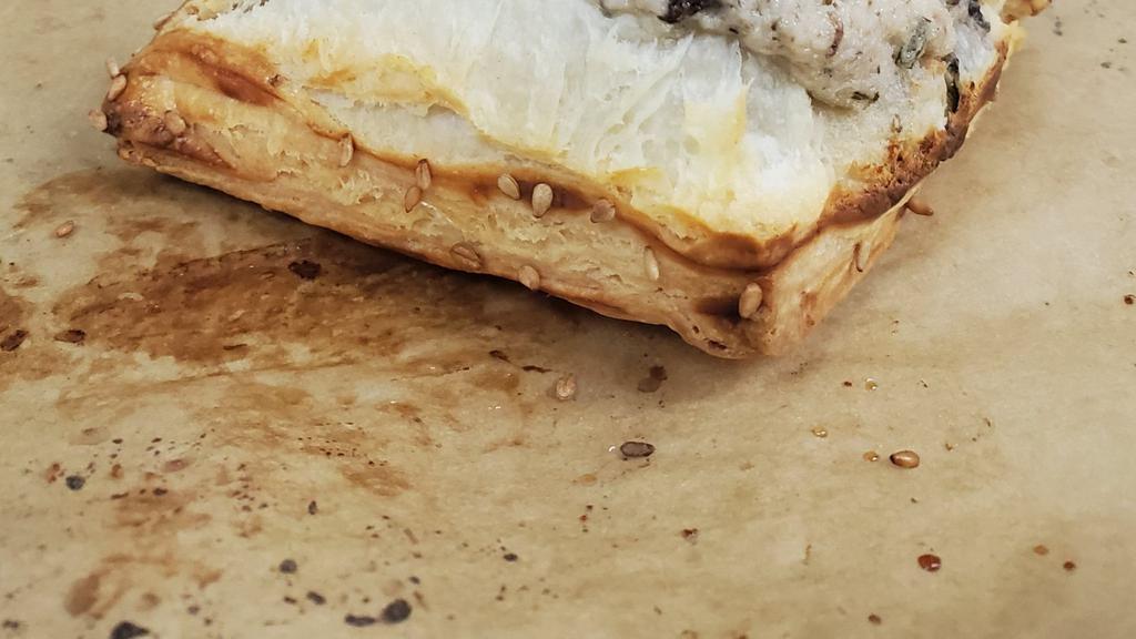Mushroom Bureka · Puff pastry dough filled with sautéed cremini mushrooms and cheese