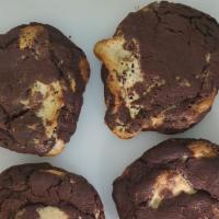 Chocolate Halva Cookie · Soft core dark chocolate cookie with chunks of halva