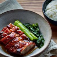 Char Siu Pork Bowl · char siu honey pork over rice with our special sauce, a local favorite