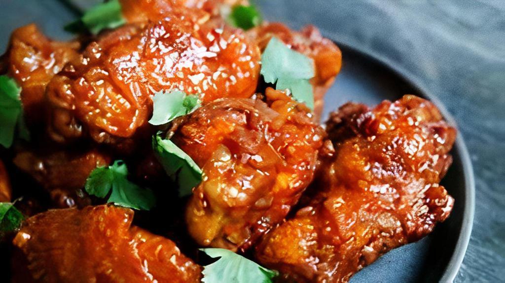 Fried Chicken Wings (8) · 8 chicken wings served with our own sweet sour sauce, salty pepper, sweet chili, spicy soy bean,  ginger green onion version, buffalo,  or orange sauce version.  All yummy!.