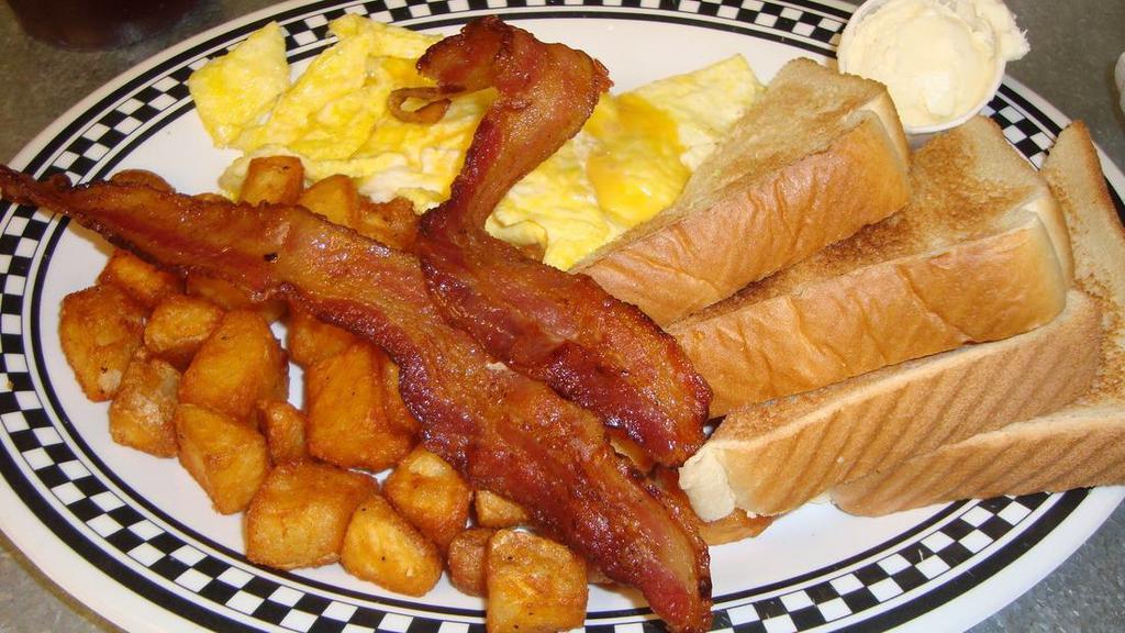 Home Fries Platter · Comes With ( Turkey Bacon )  or  ( Beef Sausage )
Two Eggs + Cheese  +  Toast With Butter