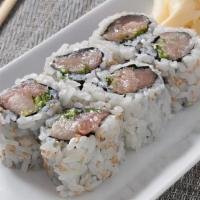 Yellowtail Scallion Roll · Yellowtail* and Scallion wrapped in seaweed and rice.
