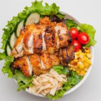 Chicken Salad Bowl · Mixed Green Lettuce, Topped with corn, cucumber,  grape tomato, . With your choice of chicke...