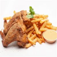 Chili Lime Wings (3Pcs) & Fries · (PEEK-GAI) 3 Crispy Whole wings tossed in chili-lime roasted rice powder served w/ a side of...