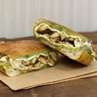 Chicken Melt · Grilled chicken breast, mozzarella, sun-dried tomatoes with fresh basil pesto, a touch of ch...