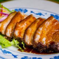 Tau Yu Bak / Soy Sauce Braised Pork Belly · Not spicy. Pork belly in intensely flavorful soy sauce. Served with choice of jasmine rice o...