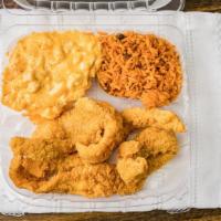Catfish Dinner With 2 Sides · Seven pieces. Choose two side orders.