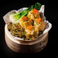 Chicken Noodles · Kale noodles and chicken dumplings (4 pcs) topped with scallions and fried garlic served wit...