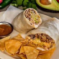 Steak Burrito · Mexican rice, pinto beans, lettuce, Monterrey jack cheese, sour cream, and salsa roja wrappe...