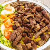  Gyro Platter  · Choice of meat over rice and salad w/ White Sauce (Halal)