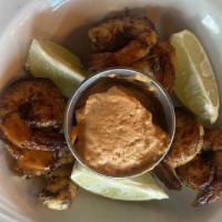 Pan  Seared Shrimp · Shrimp, garlic, jalapeno, honey, lime, chipotle mayo.