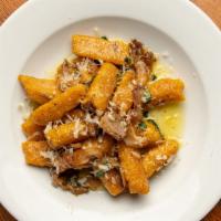 Butternut Squash Gnocchi · Oyster mushrooms, sage, Parmesan, sunflower seeds, truffle oil and browned butter.