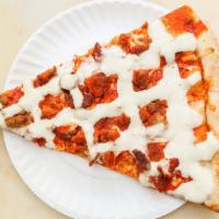 Buffalo Chicken Pizza · Chunk of Chicken dipped in a special hot sauce topped with Blue Cheese Dressing.