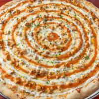 Buffalo Chicken Pizza Pie · Buffalo chicken cutlet, imported finest grande mozzarella topped with creamy ranch,Buffalo S...