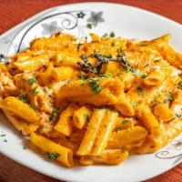 La Penne Ala Vodka · Penne Ala Vodka
Penne style pasta beaded with famous vodka sauce.