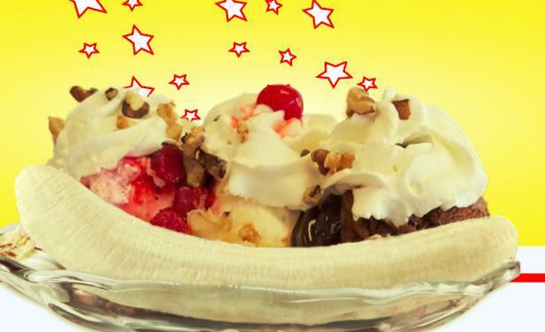 Banana Split (3 Scoops) · Standard Split is Chocolate Vanilla and Stawberry Ice Cream with Pineapple, Strawberries and Hot Fudge topped with whip cream walnuts and a cherry. Or make your own creation!