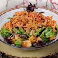 Spicy Crab Salad · Shredded Japanese kani gently tossed with scallions, pickled cucumbers and Sriracha aioli ga...