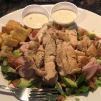 Grilled Chicken Salad · Halal. Mixed green salad with sauce.