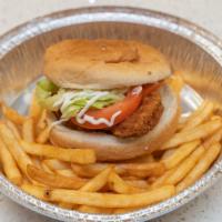 Chicken Sandwich · Halal. Served with lettuce, tomato, onion, and mayonnaise.