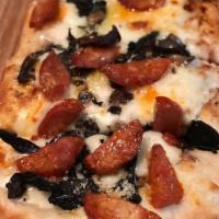 Chorizo & Wild Mushroom · Mozzarella, Rosemary, Crema
