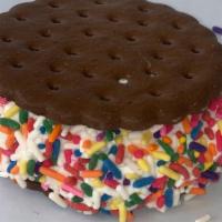 Ice Cream Sandwiches · Dark Brown cookie with Vanilla Ice Cream