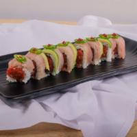 Dancing Dragon Roll · Crispy spicy tuna topped with yellowtail, avocado and a few piece of jalapeno. Choice of rice.
