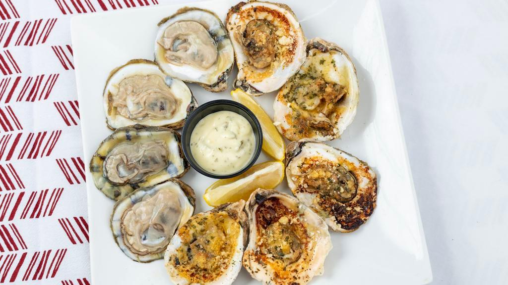 Charbroiled Oysters · 1/2 Dz. Charbroiled Oysters with Saints Garlic Butter.
* No Cheese