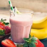 Oats Of Glory · Strawberries, banana, raw oatmeal, vanilla protein, and milk.