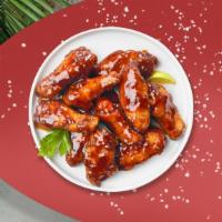 Smokin' Glaze Bbq Wings · Fresh vegan wings breaded, fried until golden brown, and tossed in barbecue sauce. Served wi...