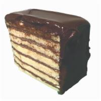 7 Layer Cake - Individual Slice · Seven thin layers of Vanilla Cake alternating with a thin layer of Chocolate Buttercream and...