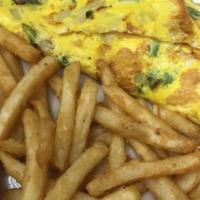 Avocado Omelette · Avocado, peppers, onions and cheddar cheese.