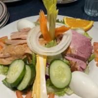 Chef'S Salad · With ham, turkey, provolone, roasted peppers and olives.